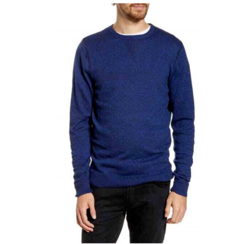 NEW 1901 Nordstrom Men's Cotton Cashmere Crewneck Sweater Blue Black  (Size XL)